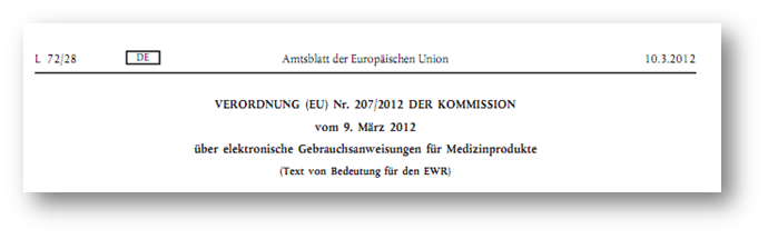 Richtlinie 207/2012: Elektronische Gebrauchsanweisung für Medizinprodukte