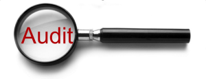 Lupe, die das Wort "Audit" zeigt