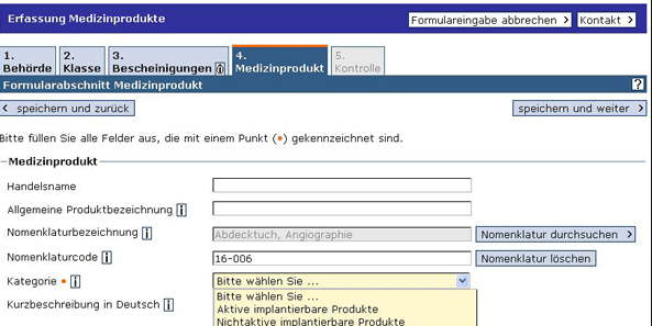 DIMDI: Registrierung mit UMDNS Code