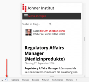 Beim Remote Usability Testing lässt sich die Anzeige von Webseite auf Mobilgeräten mit Desktop-Browsern simulieren.