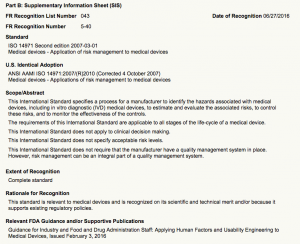 ISO 14971: Ein Beispiele für einen Recognized Consensus Standard