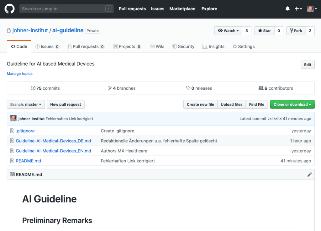 Screenshot vom KI-Leitfaden / AI Guideline: kostenfrei bei Gitlab verfügbar