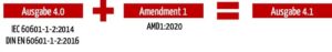 Die IEC 60601-1-2 aus dem Jahr 2014 entspricht der Edition/Ausgabe 4.0. Die um das Amendment 1 ergänzte Ausgabe entspricht der Edition/Ausgabe 4.1.