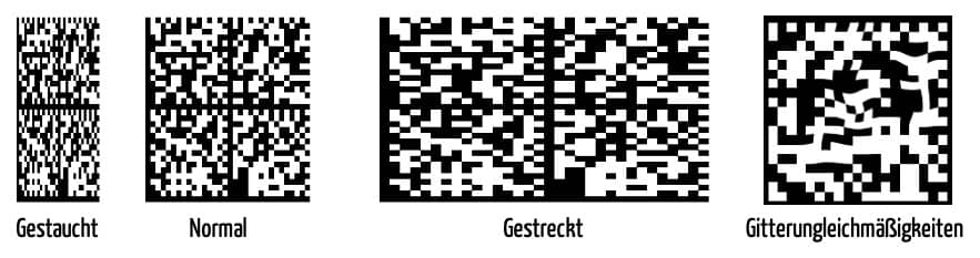 Verzerrungen und Gitterungleichmäßigkeiten bei Matrix Codes