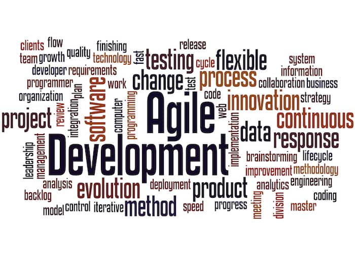 Word Cloud mit Buzzwords zum Thema “agile development”