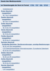 Screenshot Medizinproduktegesetz MPG