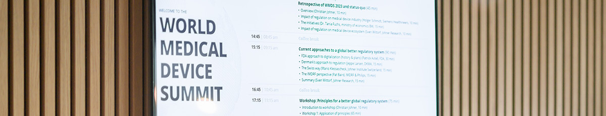 Monitor mit der Agenda des World Medical Device Summit