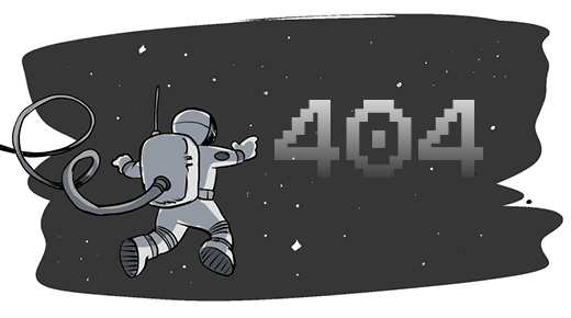 Zeichnung eines Astronauts, der auf ein "404" trifft